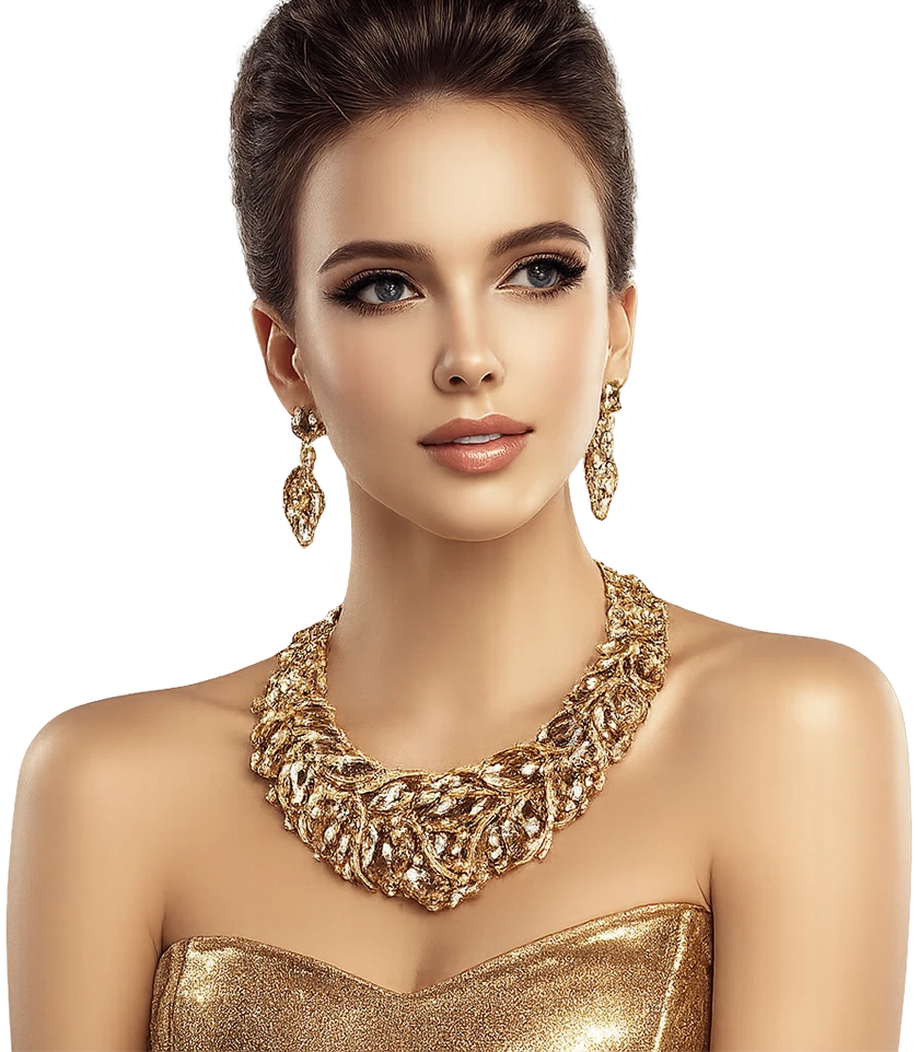 Woman Portrait in Gold theme